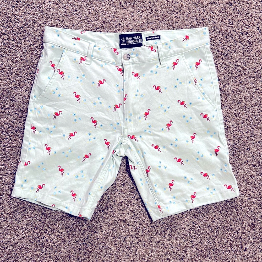 Raw Yarn Industries flamingo print shorts